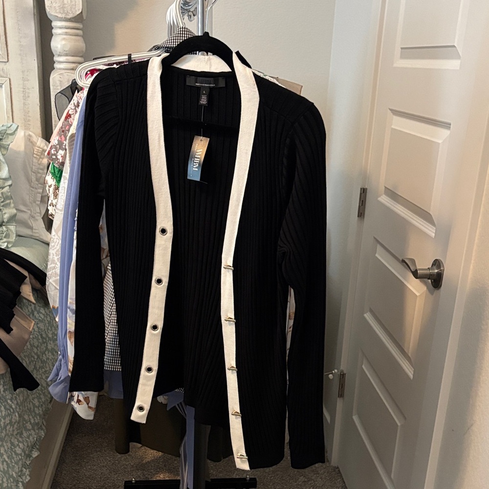 White House Black Market Black and White Cardigan
